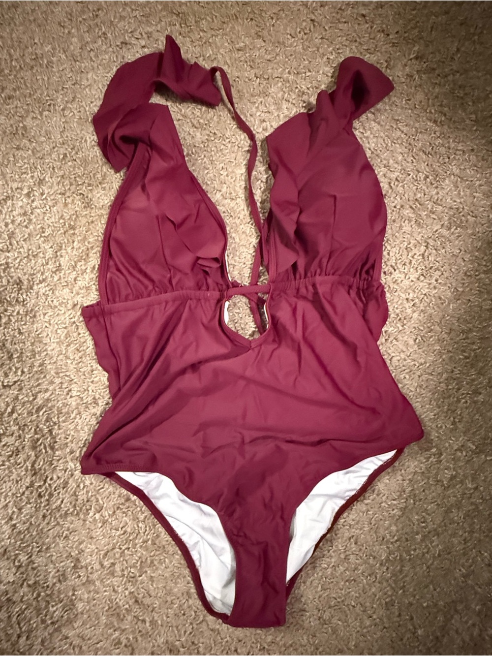 Cupshe Burgundy Halter One-Piece Swimsuit